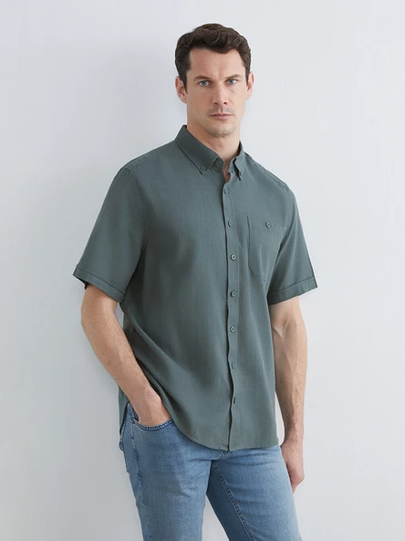 LCWAIKIKI Classic Yeşil Regular Fit Poplin Erkek Gömlek ürün görseli 1