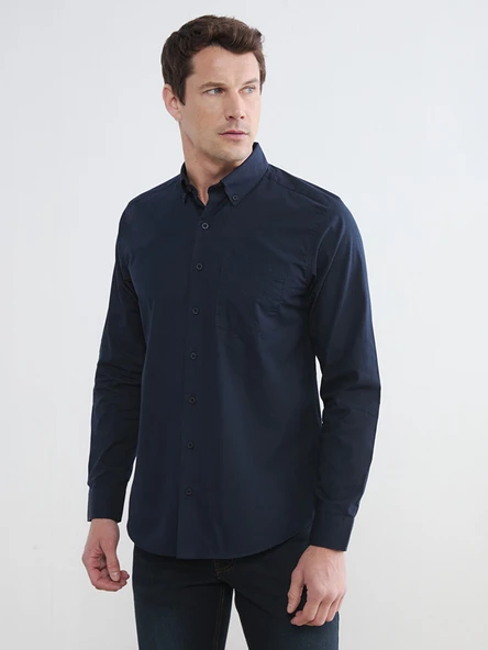 LCWAIKIKI Classic Mavi Regular Fit Poplin Erkek Gömlek ürün görseli 1