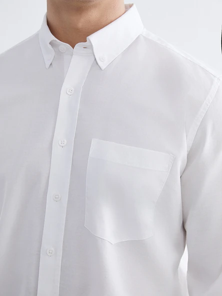 LCWAIKIKI Classic Beyaz Regular Fit Oxford Erkek Basic Gömlek - Resim 3