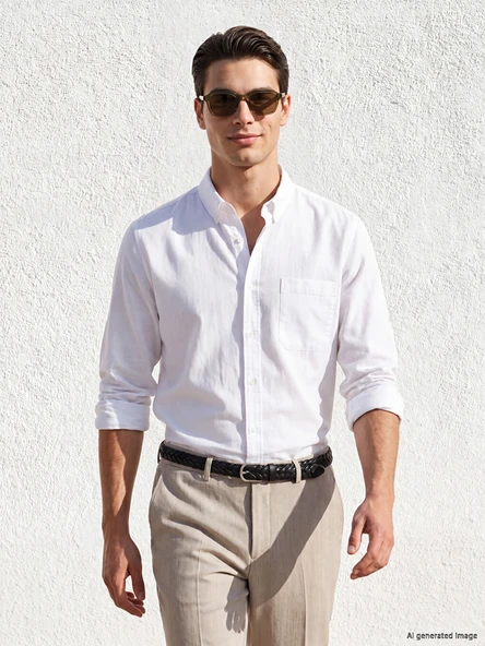 LCWAIKIKI Classic Beyaz Regular Fit Gabardin Erkek Basic Gömlek ürün görseli 1