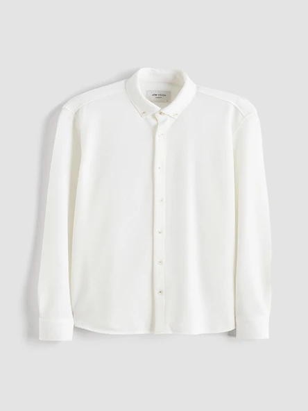 LCW Vision Beyaz Slim Fit Erkek Basic Gömlek - Resim 7