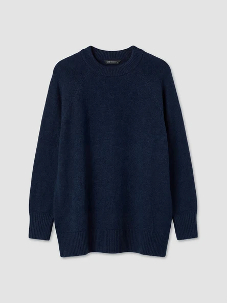 LCW Modest Lacivert Bisiklet Yaka Oversize Kadın Triko Tunik ürün görseli 1