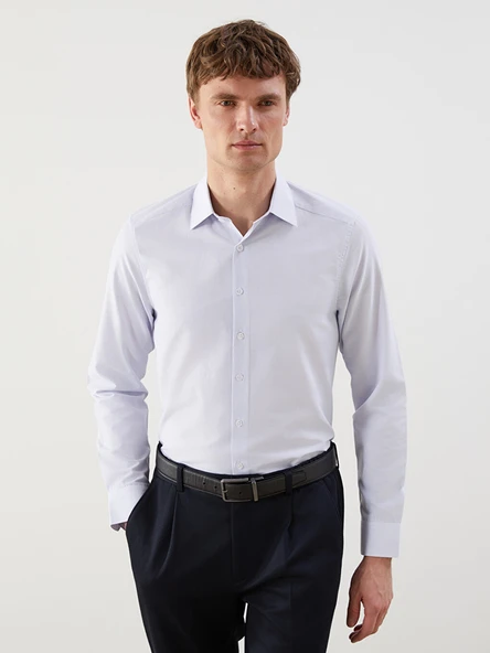 LCW BUSINESS Mavi Slim Fit Uzun Kollu Erkek Gömlek ürün görseli 1