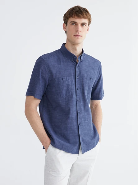 LCWAIKIKI Classic İndigo Regular Fit Poplin Erkek Gömlek ürün görseli 1