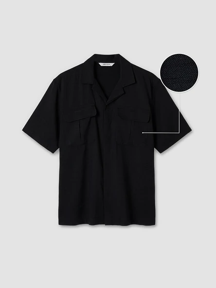 LCW Vision Siyah Regular Fit Erkek Armürlü Gömlek - Resim 5