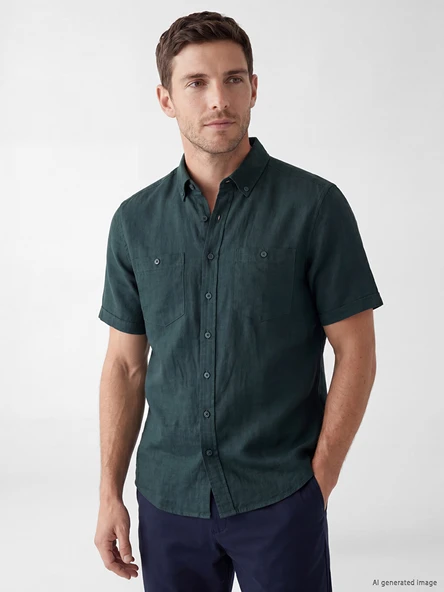 LCWAIKIKI Classic Yeşil Regular Fit Poplin Erkek Gömlek ürün görseli 1