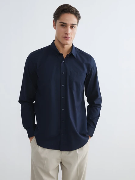 LCWAIKIKI Classic Lacivert Regular Fit Oxford Erkek Gömlek ürün görseli 1