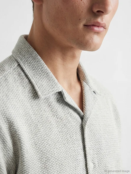 LCW Vision Beyaz Regular Fit Erkek Basic Dokulu Gömlek - Resim 3