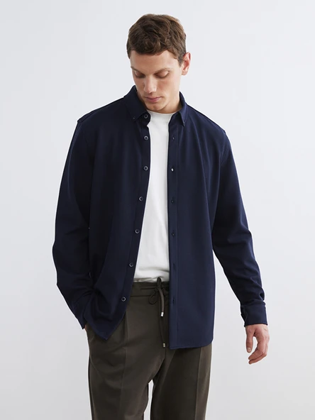 LCW Vision Lacivert Slim Fit Erkek Gömlek ürün görseli 1