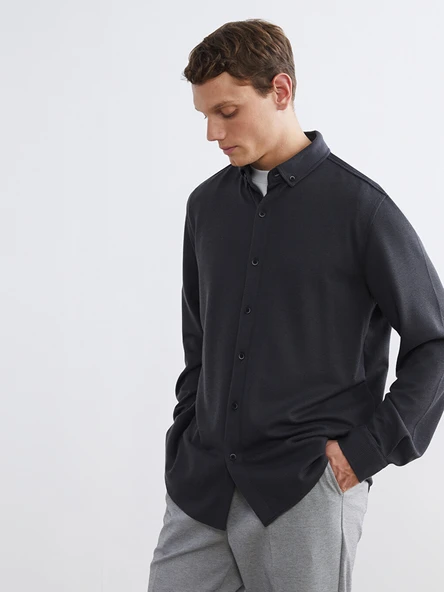 LCW Vision Antrasit Slim Fit Erkek Gömlek - Resim 3