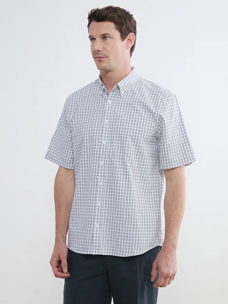 LCWAIKIKI Classic Bej Regular Fit Ekose Poplin Erkek Gömlek ürün görseli 1