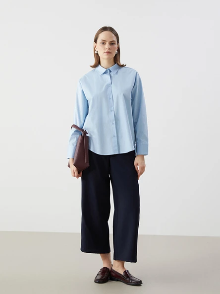 LCW Modest Lacivert Beli Lastikli Geniş Paça Kadın Pantolon ürün görseli 1