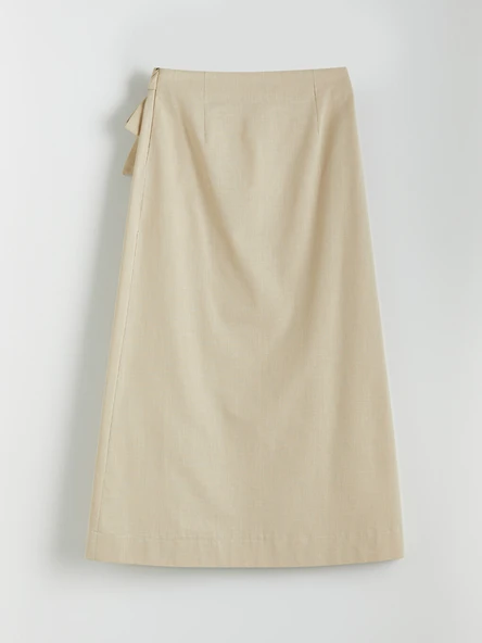 LCW Modest Bej Dar Fit Poplin Etek - Resim 6