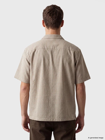 LCW Vision Bej Regular Fit Ekose Erkek Gömlek - Resim 4