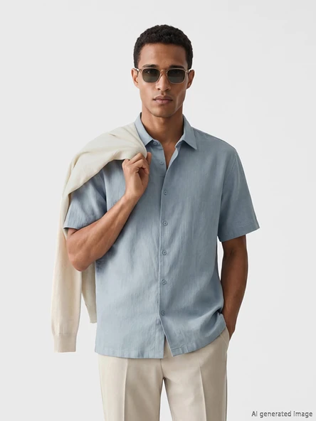 LCW Vision Mavi Regular Fit Erkek Gömlek ürün görseli 1