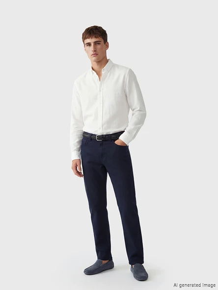 LCW Vision Beyaz Regular Fit Armürlü Erkek Basic Gömlek - Resim 2