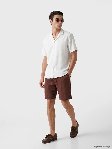 LCW Vision Beyaz Regular Fit Dokulu Erkek Basic Gömlek - Resim 2