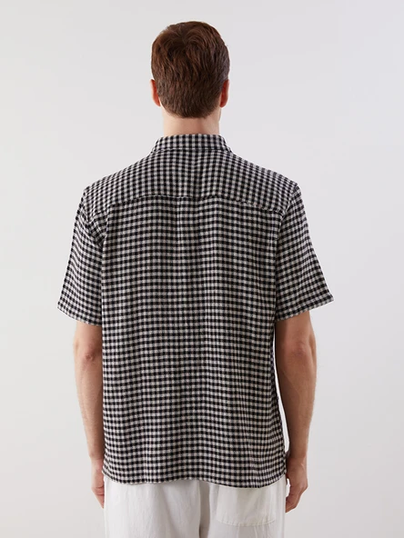 LCW Vision Siyah Regular Fit Ekose Erkek Gömlek - Resim 4