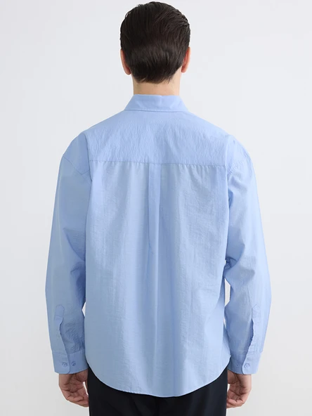 LCW Vision Mavi Regular Fit Poplin Erkek Gömlek - Resim 4