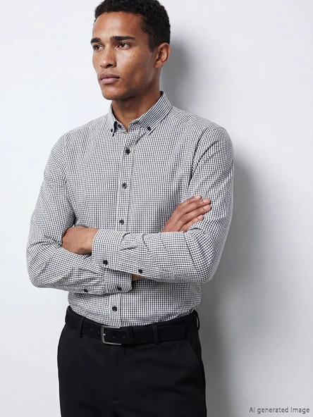 LCW BUSINESS Siyah Regular Fit Ekose Erkek Gömlek ürün görseli 1