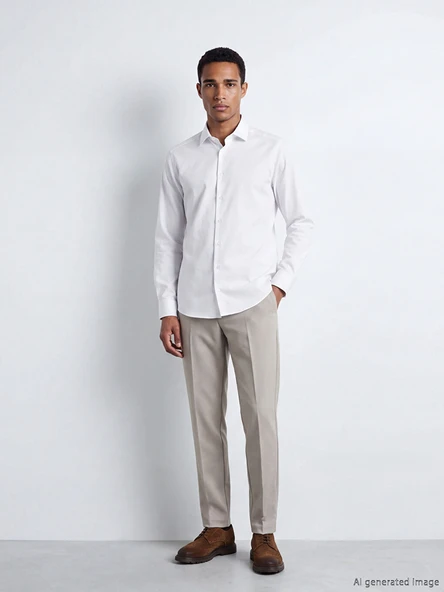 LCW BUSINESS Beyaz Slim Fit Armürlü Erkek Basic Gömlek - Resim 2