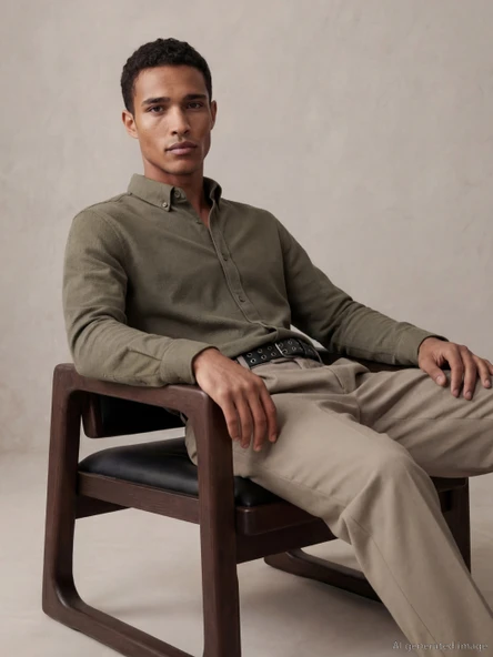 LCW Vision Haki Slim Fit Erkek Gömlek ürün görseli 1