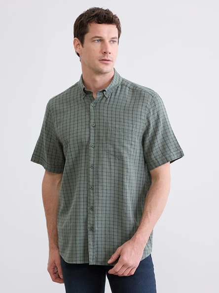 LCWAIKIKI Classic Yeşil Regular Fit Ekose Erkek Gömlek ürün görseli 1
