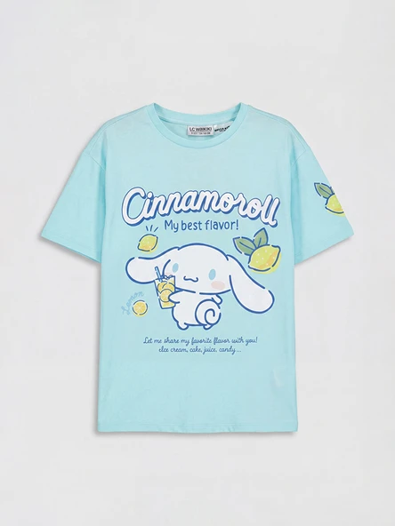 LCW Kids Yeşil Bisiklet Yaka Cinnamoroll Baskılı Kız Çocuk Tişört ürün görseli 1
