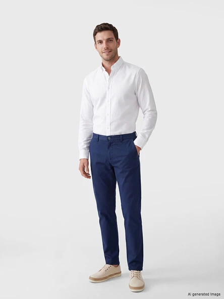 LCWAIKIKI Classic Lacivert Slim Fit Gabardin Erkek Chino Pantolon ürün görseli 1