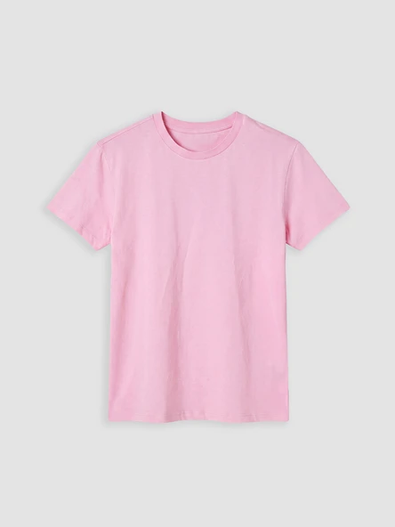 LCW Kids Pembe Kısa Kollu Bisiklet Yaka Kız Çocuk Tişört ürün görseli 1