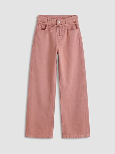LCW Kids Pembe Wideleg Kız Çocuk Gabardin Pantolon ürün görseli 1
