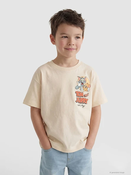 LCW Kids Sarı Tom ve Jerry Baskılı Erkek Çocuk Tişört ürün görseli 1
