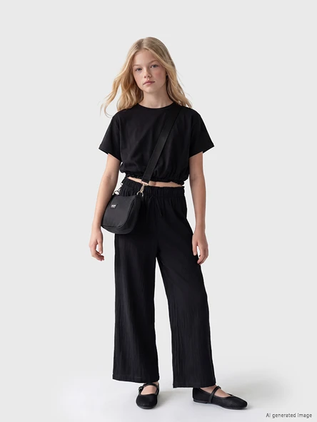 LCW Kids Siyah Loose Fit Kız Çocuk Pantolon ürün görseli 1