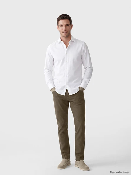 LCWAIKIKI Classic Kahverengi Slim Fit Gabardin Erkek Chino Pantolon ürün görseli 1
