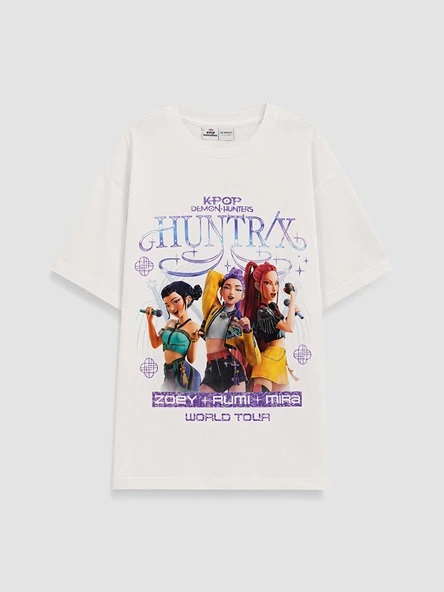 LCW Kids Beyaz K-pop Demon Hunters Baskılı Kız Çocuk Tişört ürün görseli 1
