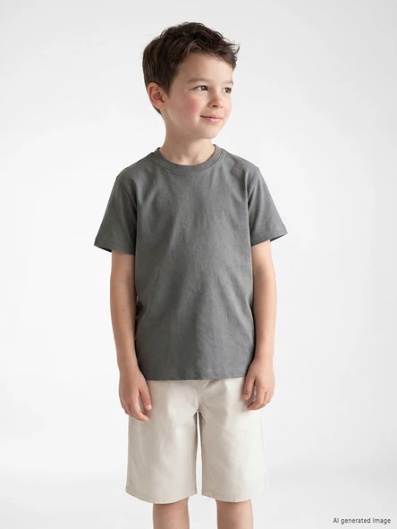 LCW Kids Gri Bisiklet Yaka Erkek Çocuk Tişört ürün görseli 1