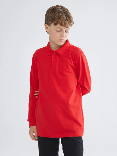 LCW Kids Kırmızı Polo Yaka Erkek Çocuk Tişört ürün görseli 1