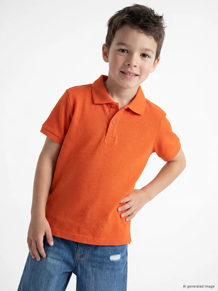 LCW Kids Turuncu Polo Yaka Erkek Çocuk Tişört ürün görseli 1