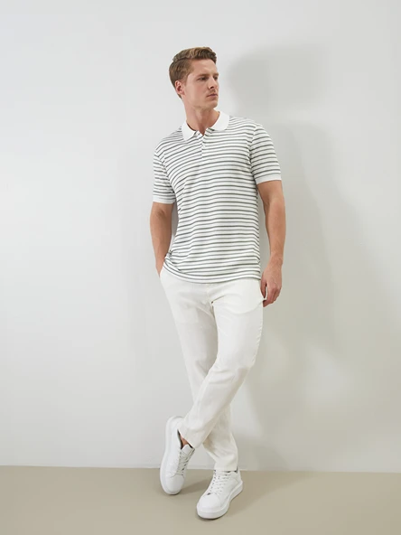 LCWAIKIKI Classic Beyaz Regular Fit Keten Karışımlı Erkek Chino Pantolon ürün görseli 1
