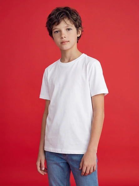 LCW Kids Beyaz Basic Erkek Çocuk Tişört ürün görseli 1
