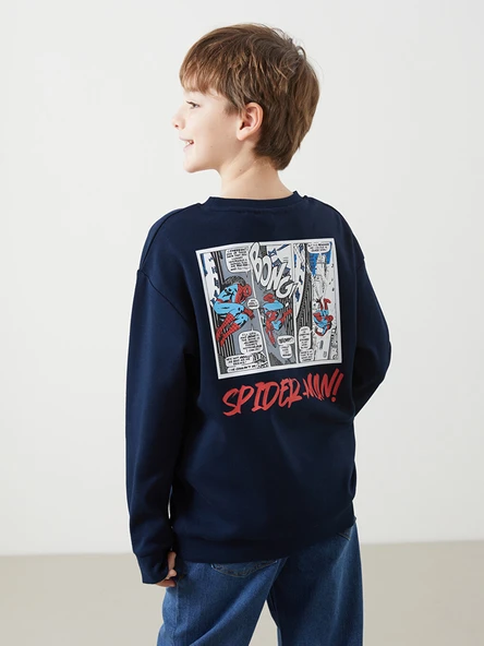 LCW Kids Lacivert Bisiklet Yaka Spider-Man Baskılı Erkek Çocuk Tişört ürün görseli 1