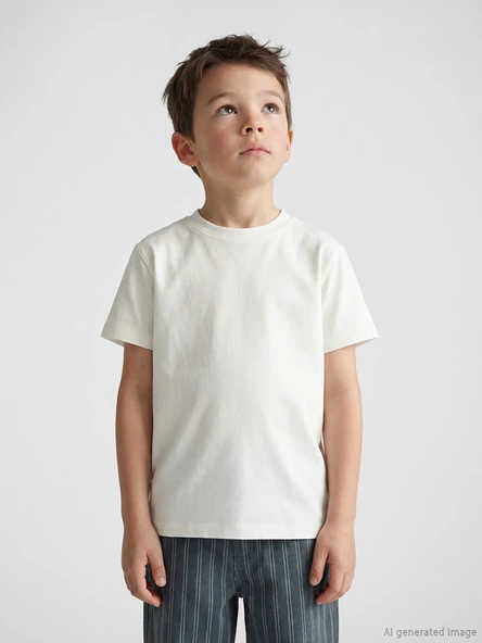 LCW Kids Beyaz Basic Erkek Çocuk Tişört ürün görseli 1
