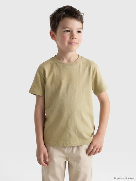 LCW Kids Haki Bisiklet Yaka Kısa Kollu Erkek Çocuk Tişört ürün görseli 1