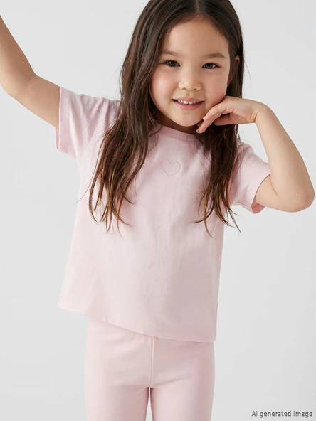 LCW Kids Pembe Nakışlı Kız Çocuk Tişört ürün görseli 1