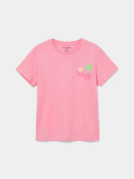 LCW Kids Pembe Kız Çocuk Baskılı Tişört ürün görseli 1