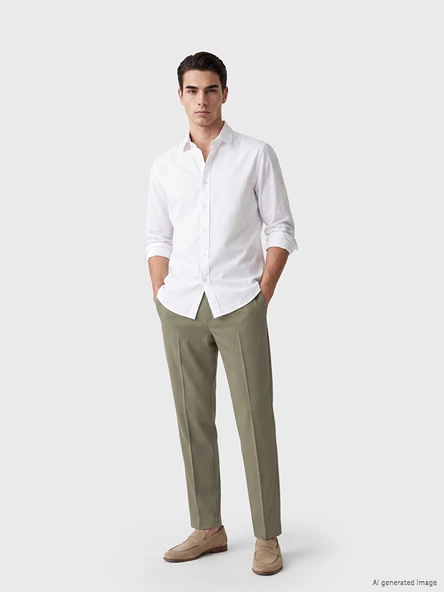 LCW BUSINESS Yeşil Regular Fit Gabardin Erkek Takım Elbise Pantolonu ürün görseli 1