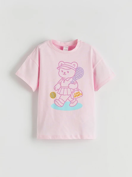 LC WAIKIKI Pembe Baskılı Kız Çocuk Tişört ürün görseli 1