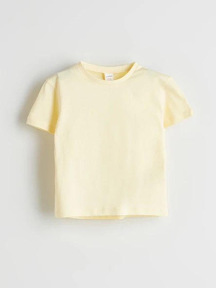 LCW Kids Sarı Bisiklet Yaka Basic Kız Çocuk Tişört ürün görseli 1