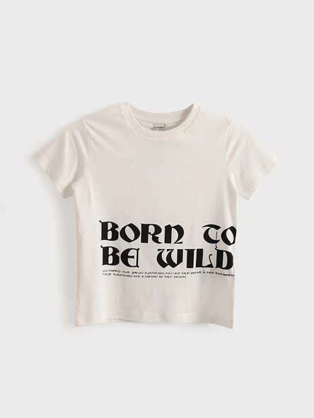 LCW Kids Ekru Bisiklet Yaka Erkek Çocuk Tişört ürün görseli 1