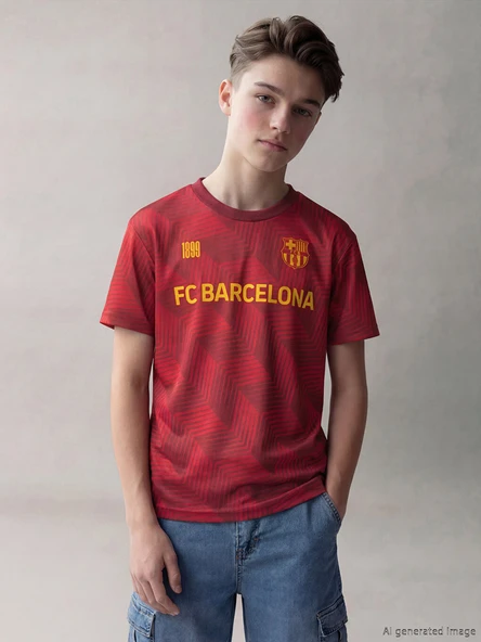 LCW Kids Bordo FC Barcelona Baskılı Erkek Çocuk Tişört ürün görseli 1